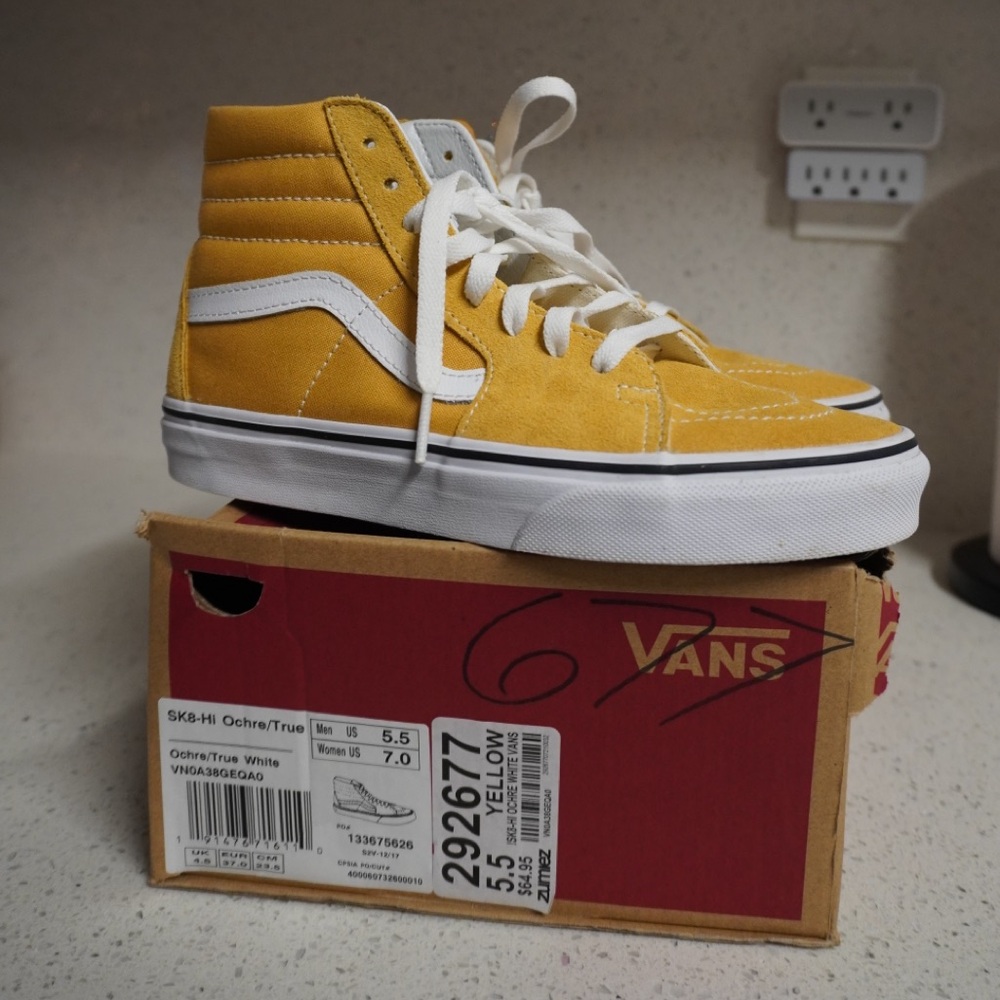 Golden Yellow & White High Tapered Vans